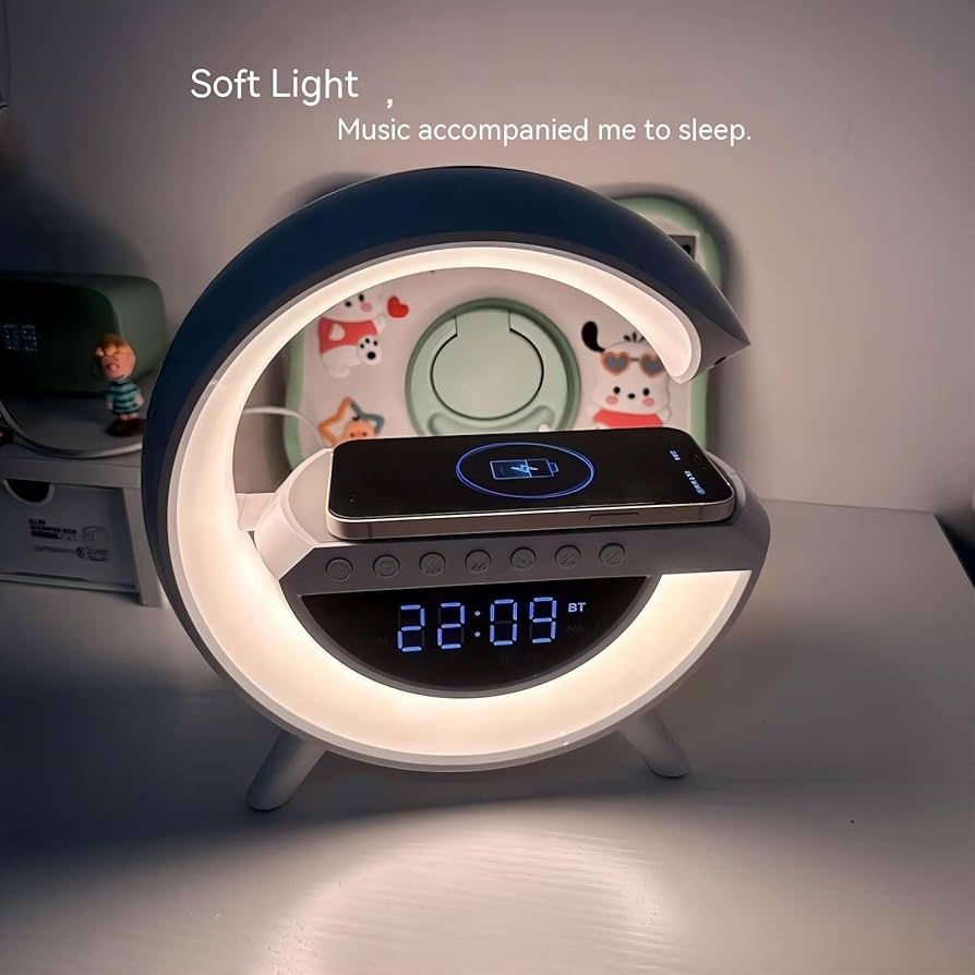 Smart LED Night Light Alarm Clock with Wireless Charging