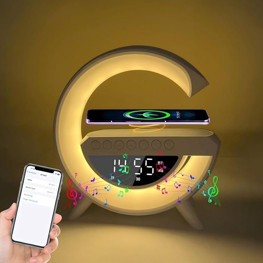 Smart LED Night Light Alarm Clock with Wireless Charging