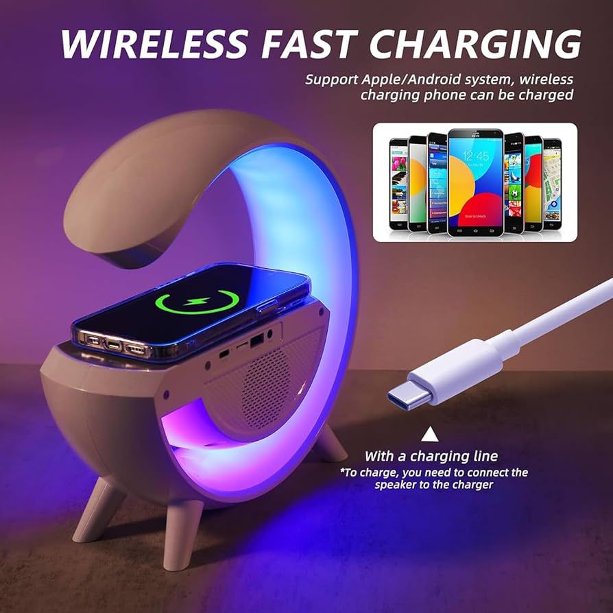 Smart LED Night Light Alarm Clock with Wireless Charging